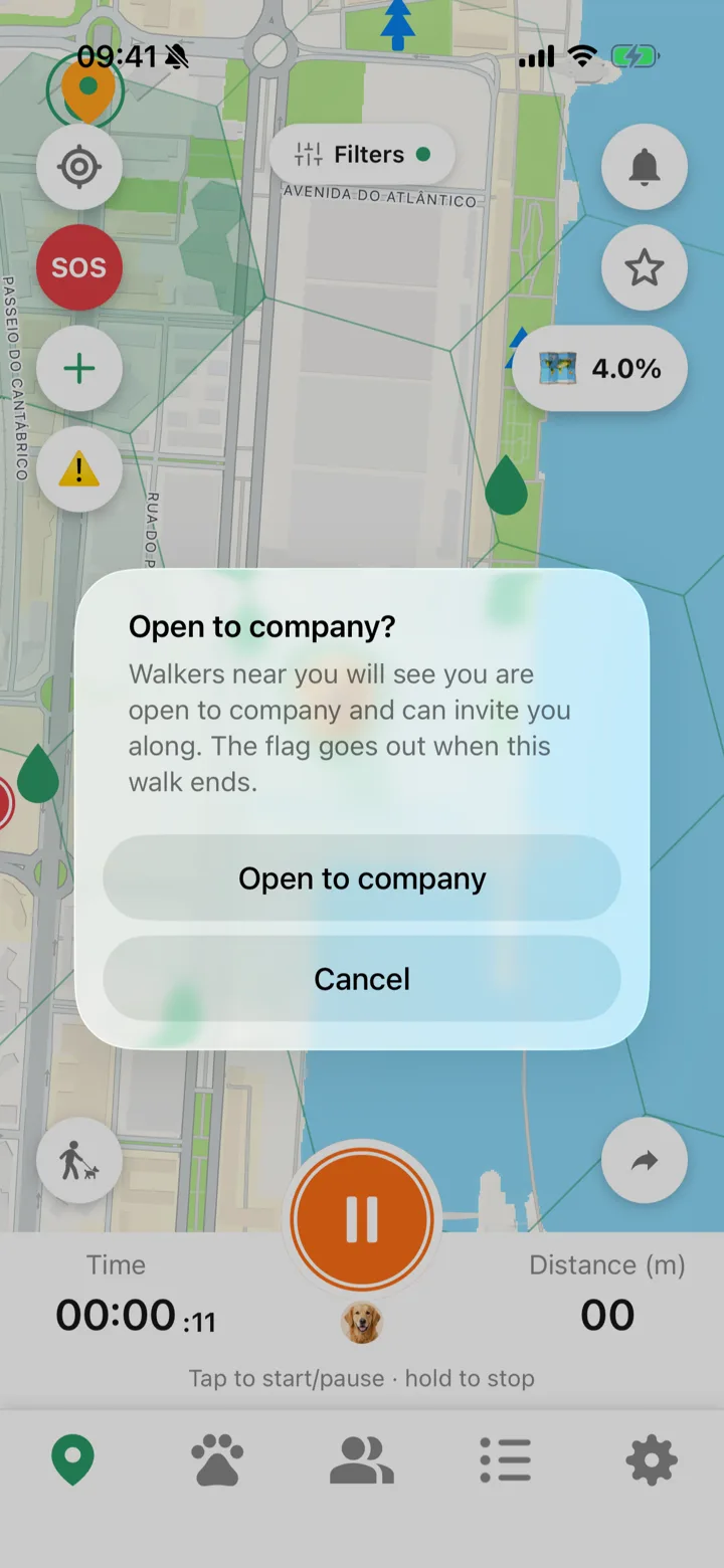 Raising the open-to-company flag during a walk in Tailomi