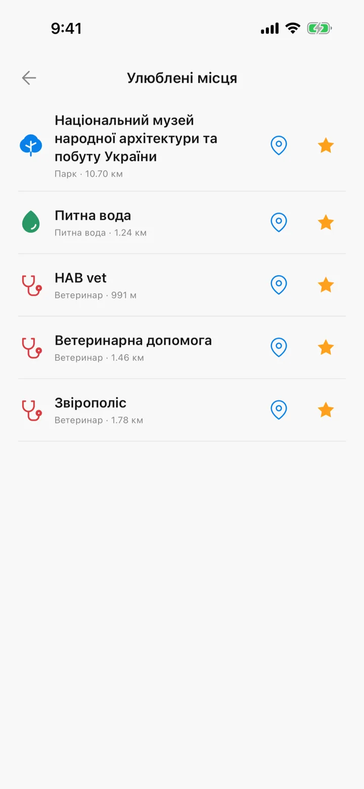 Улюблені місця в Tailomi: парк і три клініки, до кожної є маршрут