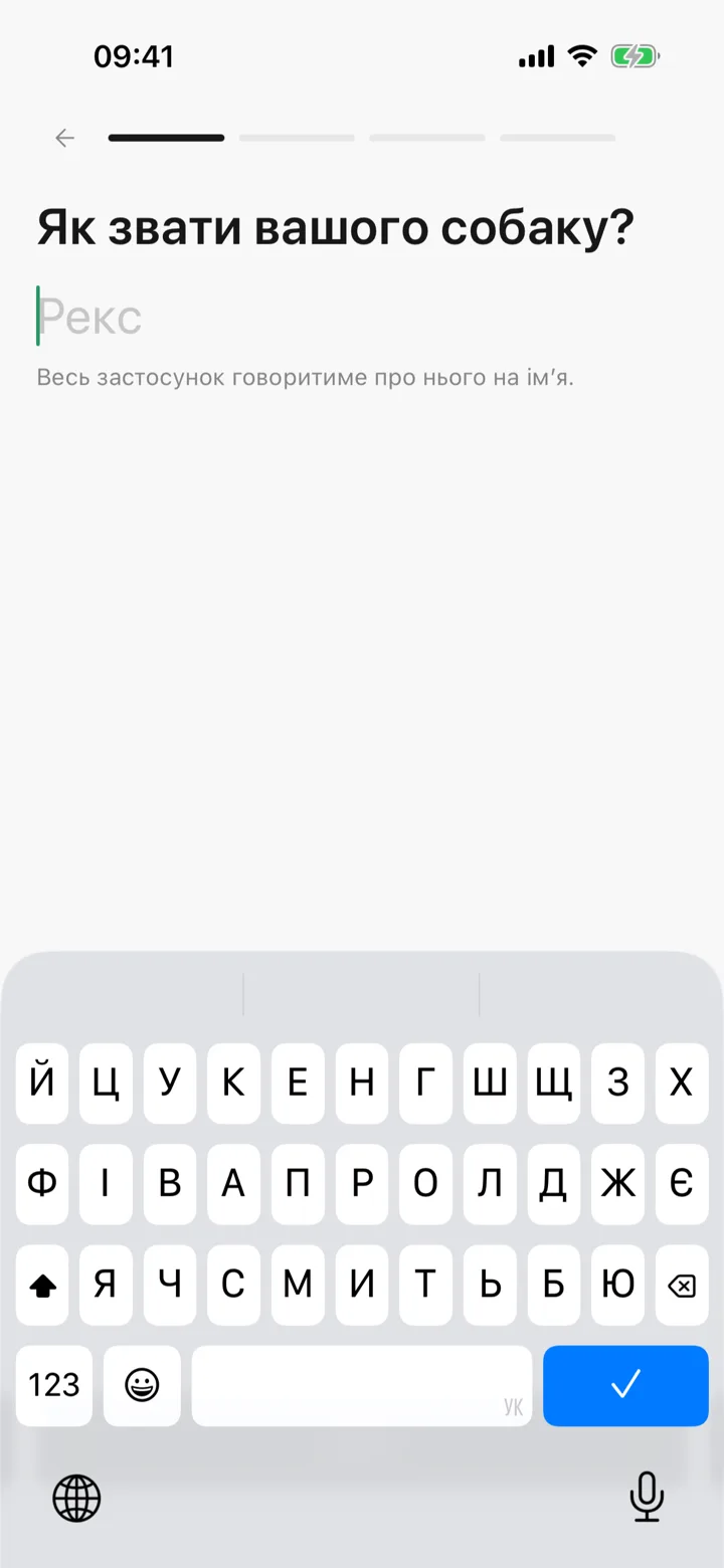 Крок налаштування, який питає імʼя пса